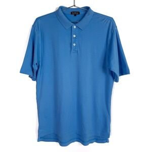 Paul‎ Stuart Interlock Polo Shirt Mens Large Pima Cotton Blue Casual Top